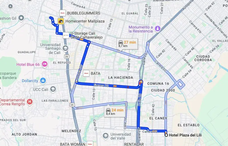 mapa para llegar al petronio Alvarez